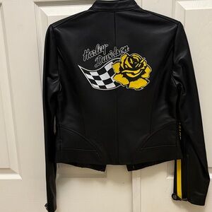Harley-Davidson Black Jacket with Yellow Rose Design